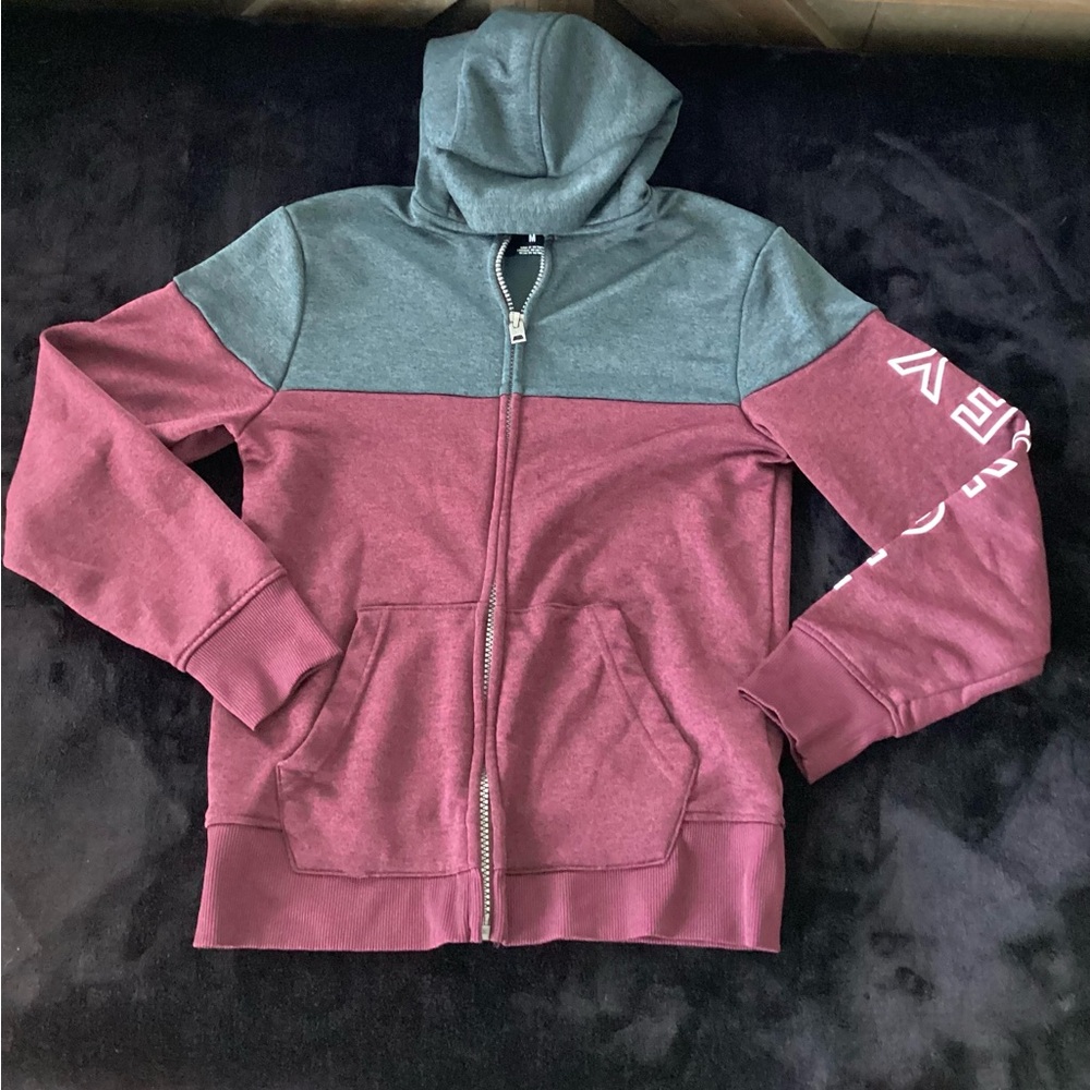 Hurley Kids' Colorblock Hoodie Jacket - Gray and Maroon